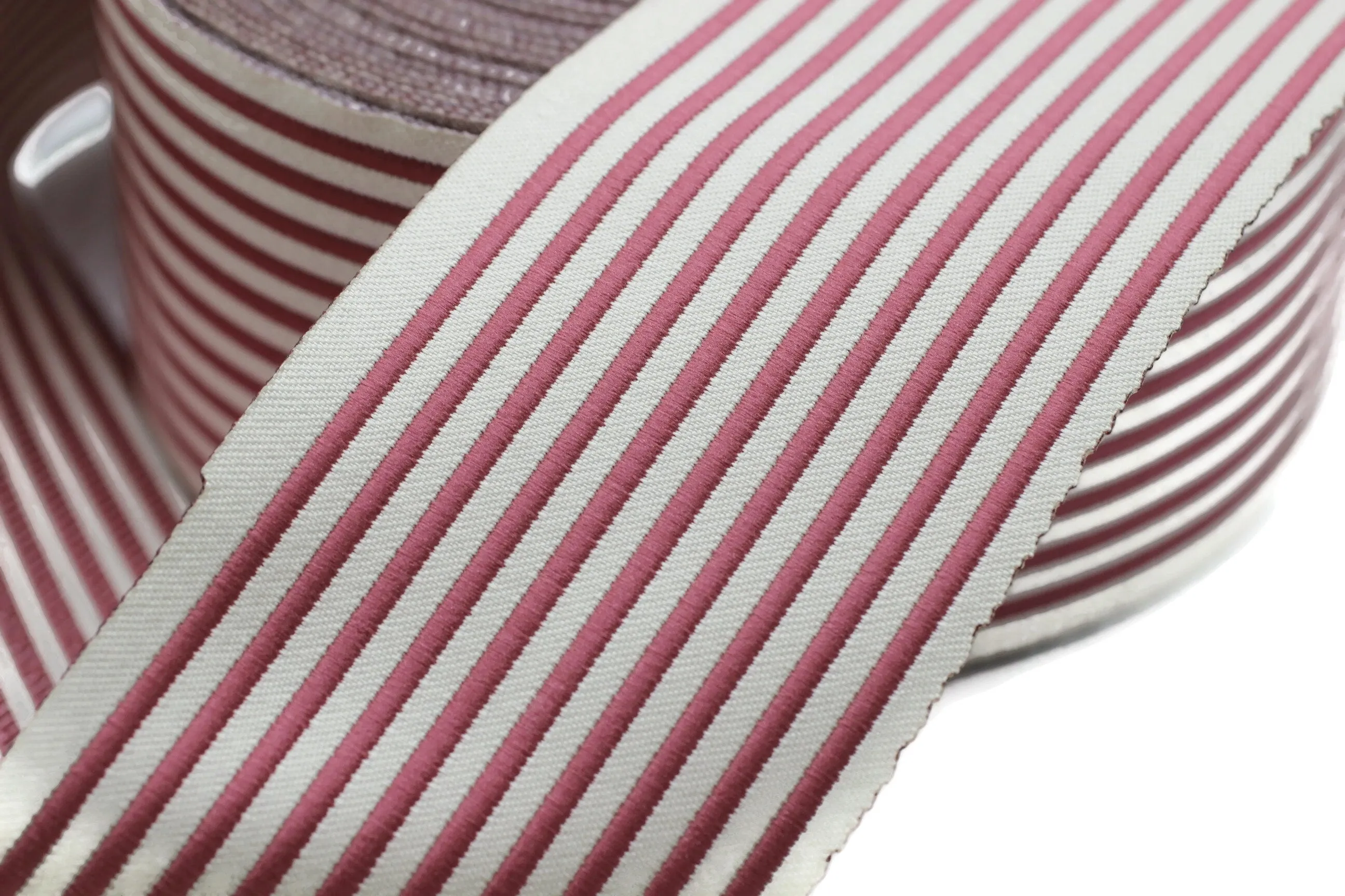 2.75" Pink Line Embroidered Drapery Trims, 70mm Jacquard Trims, Sewing Trim, Curtain trims, Jacquard Ribbons, Drapery Banding 70041 V11