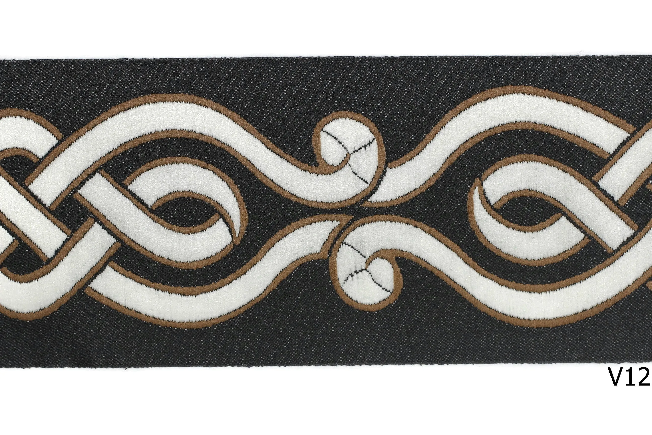 2.75" Spiral Embroidered Drapery Trims, 70mm Jacquard Trims, Sewing Trim, Curtain trims, Jacquard Ribbons, Drapery Banding 70001
