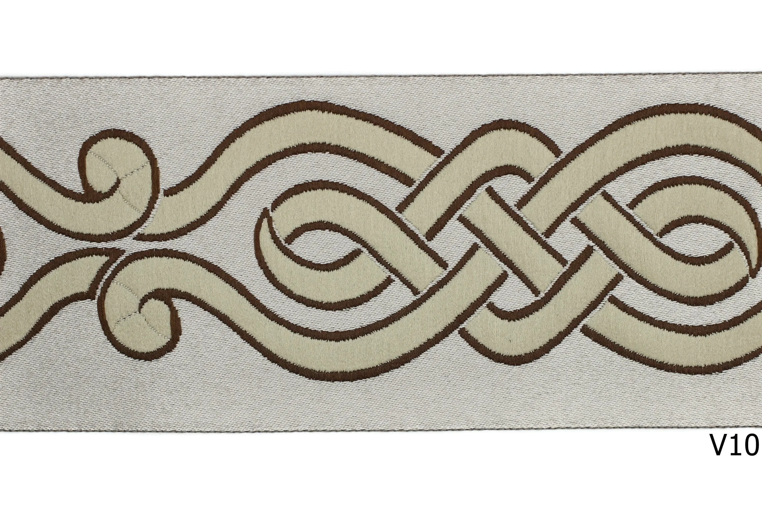 2.75" Spiral Embroidered Drapery Trims, 70mm Jacquard Trims, Sewing Trim, Curtain trims, Jacquard Ribbons, Drapery Banding 70001