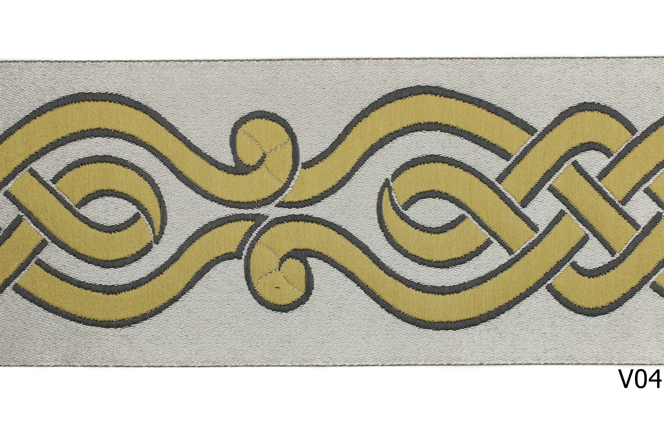 2.75" Spiral Embroidered Drapery Trims, 70mm Jacquard Trims, Sewing Trim, Curtain trims, Jacquard Ribbons, Drapery Banding 70001