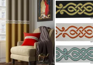 2.75" Spiral Embroidered Drapery Trims, 70mm Jacquard Trims, Sewing Trim, Curtain trims, Jacquard Ribbons, Drapery Banding 70001