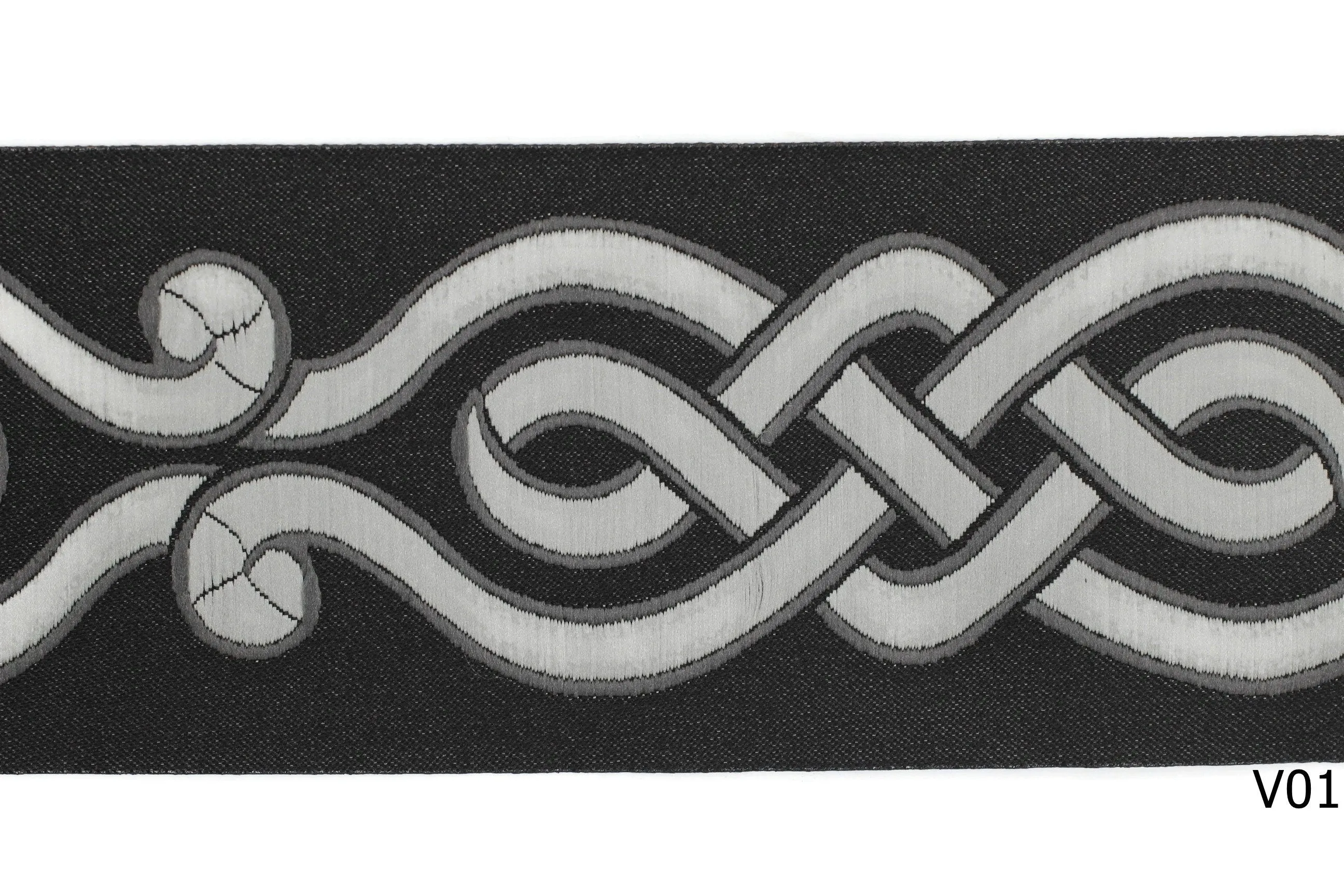 2.75" Spiral Embroidered Drapery Trims, 70mm Jacquard Trims, Sewing Trim, Curtain trims, Jacquard Ribbons, Drapery Banding 70001