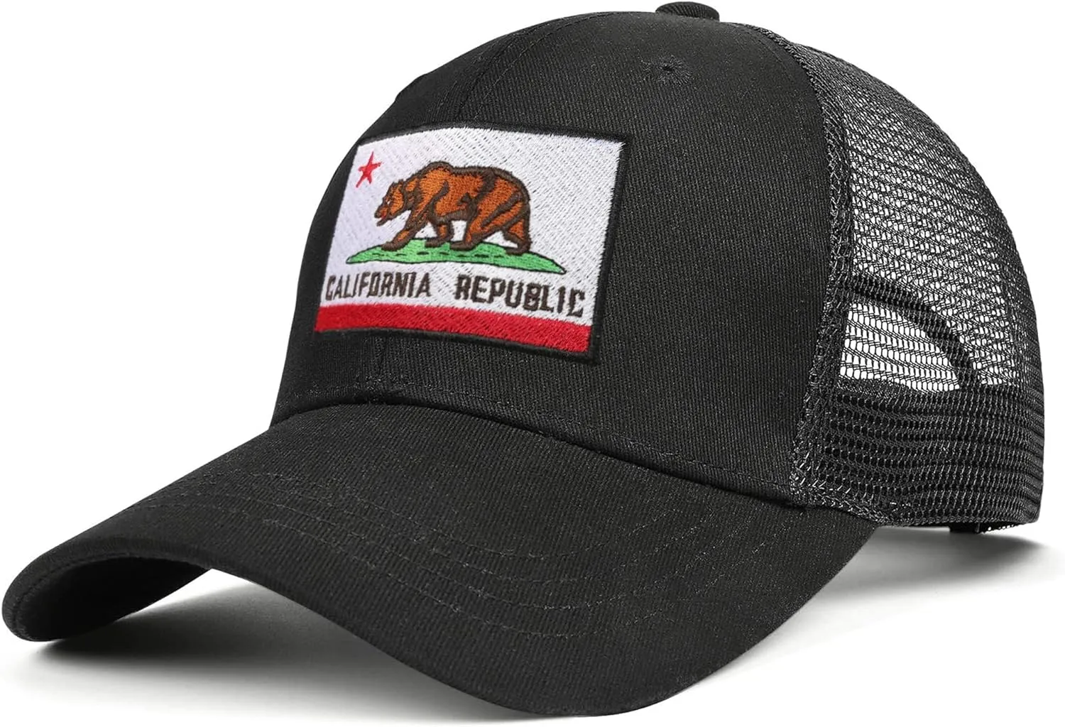 Adjustable State Flag Trucker Hat Mesh Baseball Cap with Embroidered Patch for Men Women