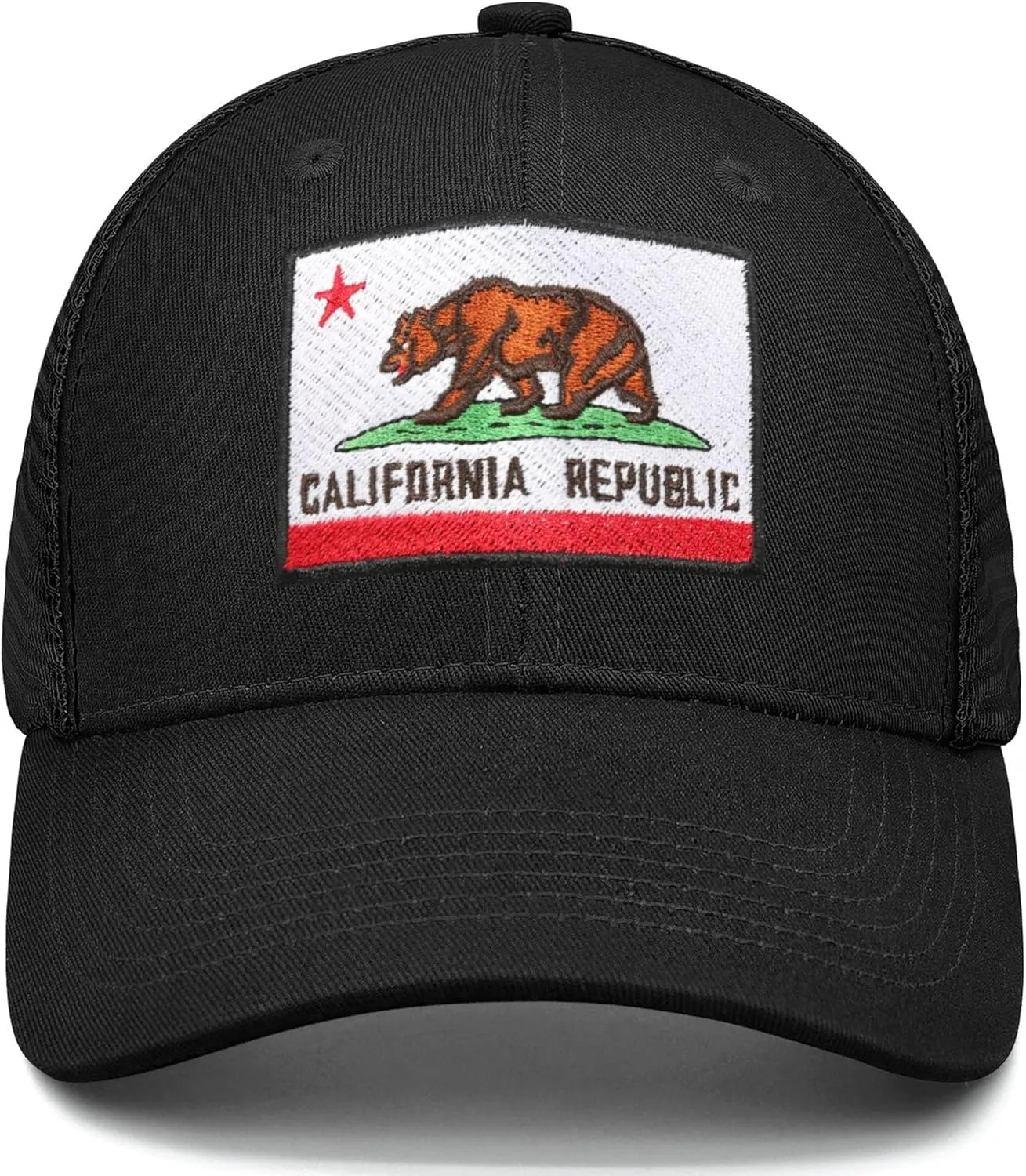 Adjustable State Flag Trucker Hat Mesh Baseball Cap with Embroidered Patch for Men Women