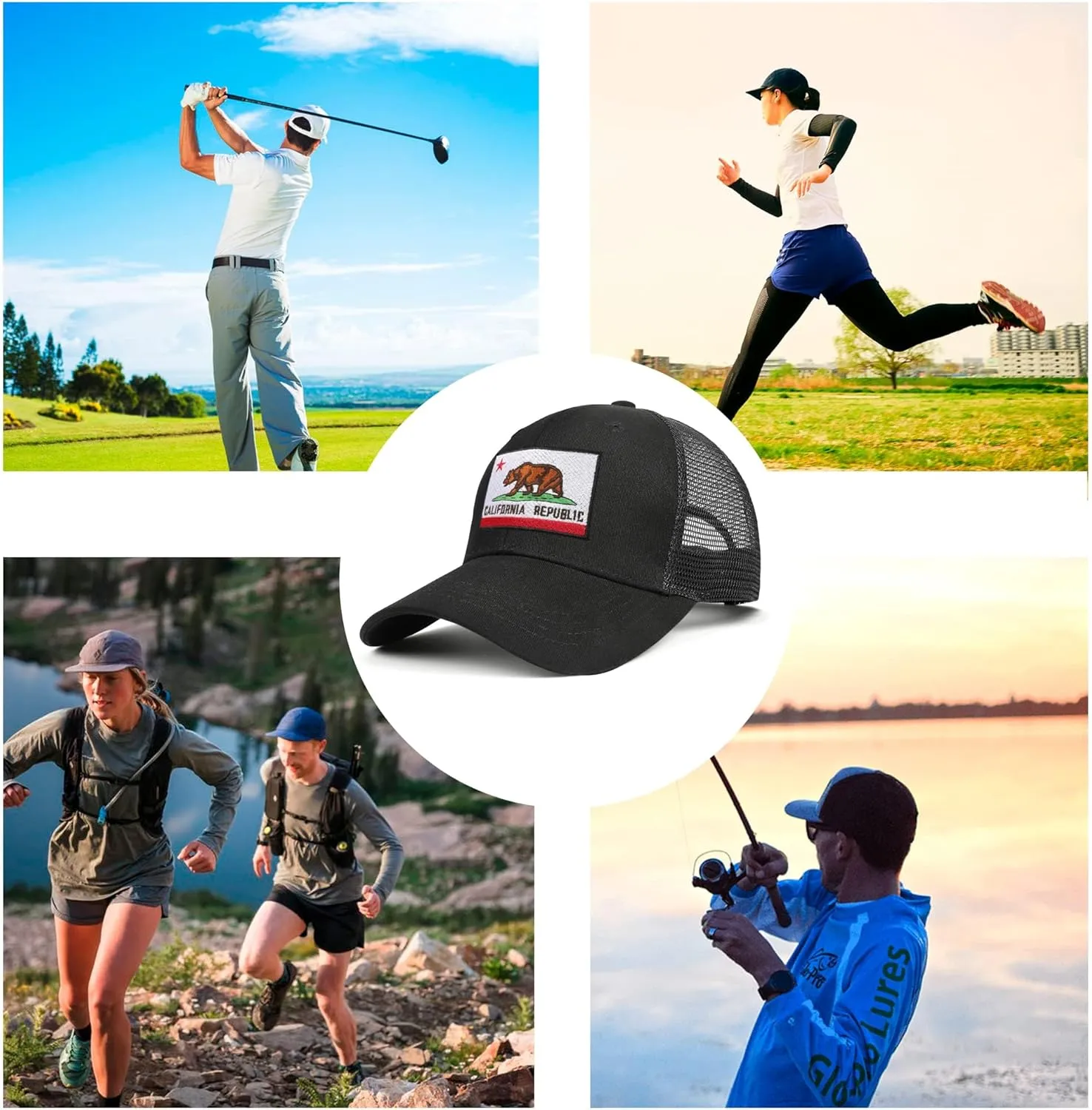 Adjustable State Flag Trucker Hat Mesh Baseball Cap with Embroidered Patch for Men Women