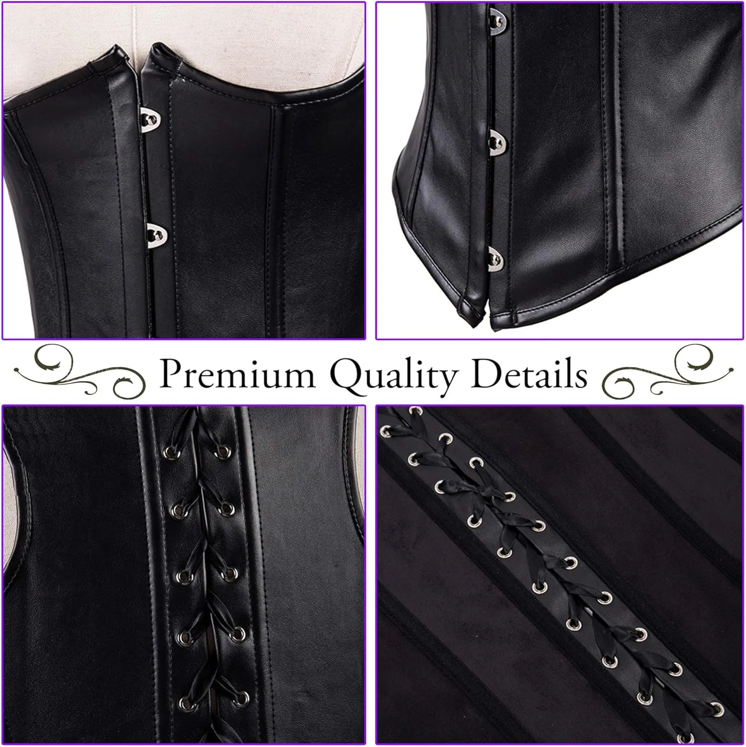 Alivila.Y Fashion Corset Womens Faux Leather Steampunk Corsets Victorian Bustier Top