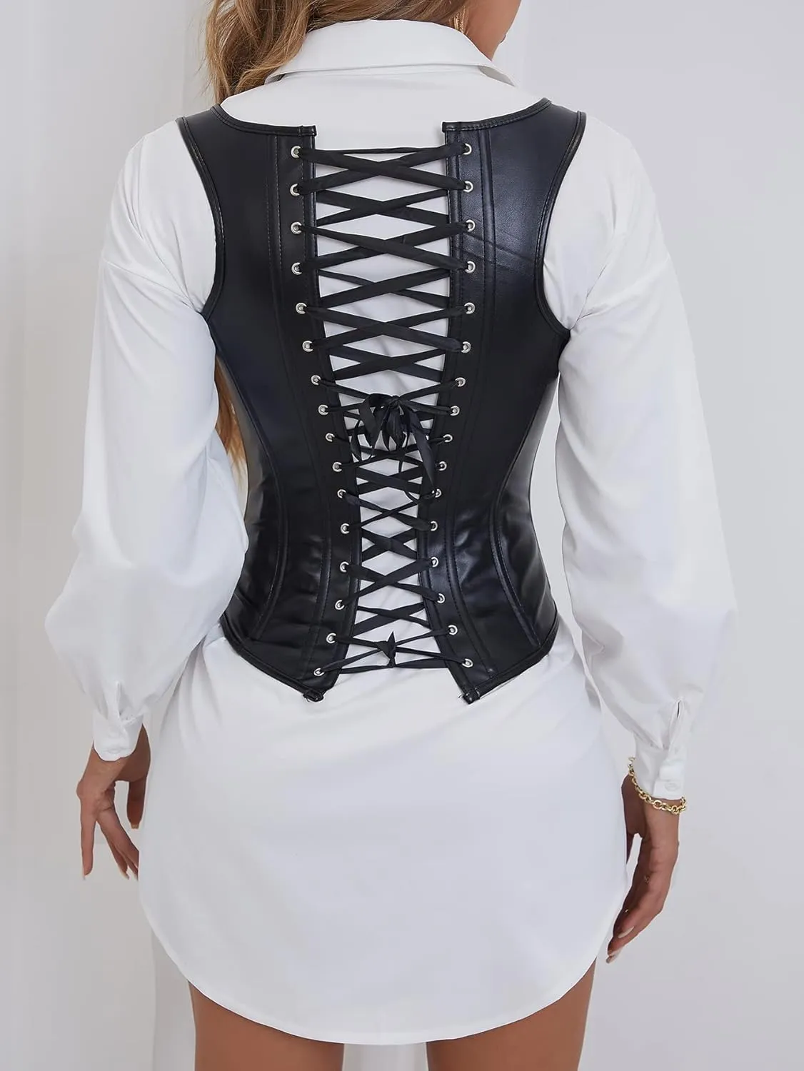 Alivila.Y Fashion Corset Womens Faux Leather Steampunk Corsets Victorian Bustier Top