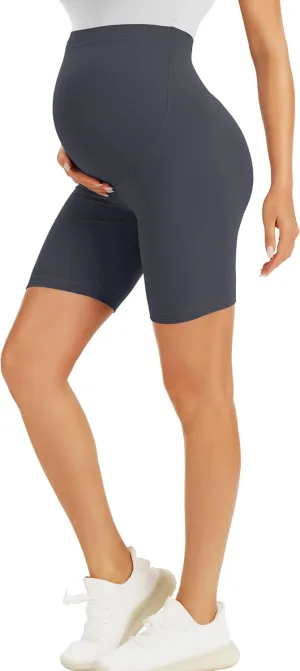 BONVIGOR Maternity Shorts Over The Belly - 5" Biker Workout Yoga Active Athletic Pregnancy Short Pants Lounge Pajama