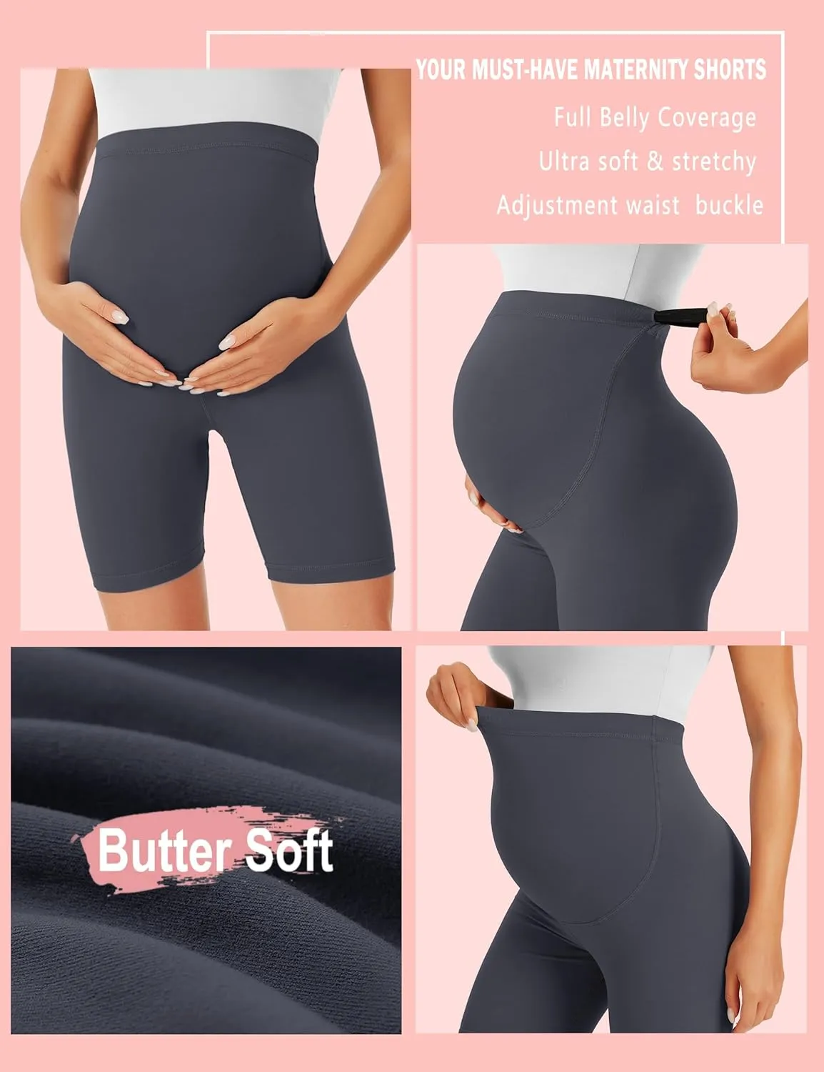 BONVIGOR Maternity Shorts Over The Belly - 5" Biker Workout Yoga Active Athletic Pregnancy Short Pants Lounge Pajama