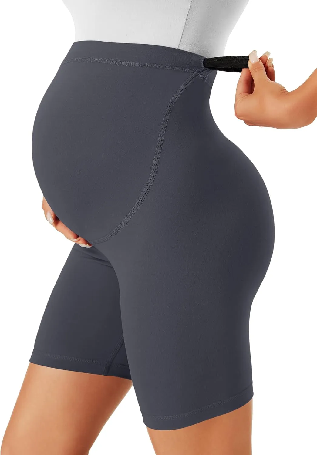 BONVIGOR Maternity Shorts Over The Belly - 5" Biker Workout Yoga Active Athletic Pregnancy Short Pants Lounge Pajama