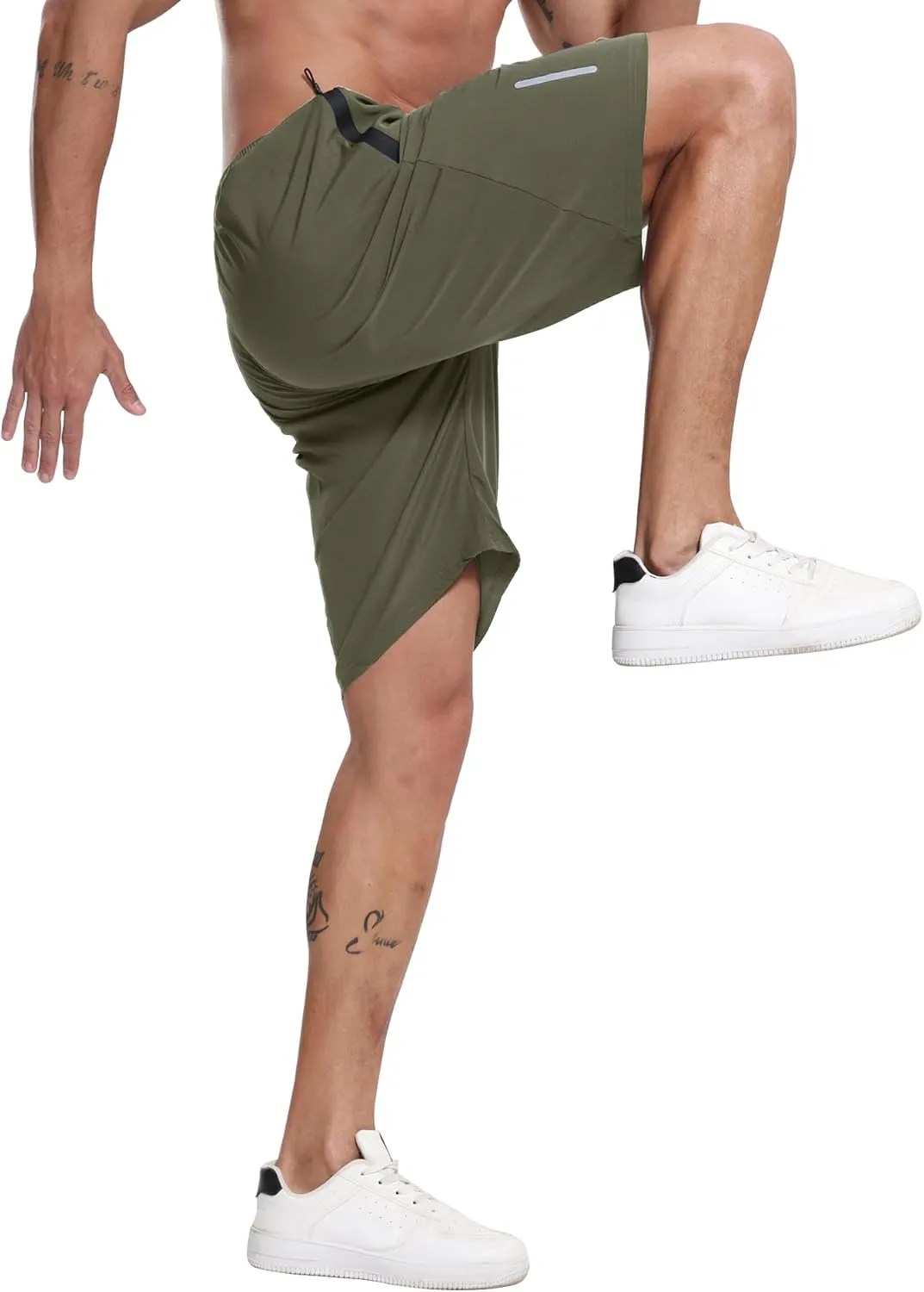 BUYJYA 5 Pack Men's Athletic Gym Shorts Set Workout Basketball Running Elastic Waist with Zipper Pocket Gift