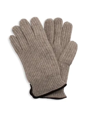 Cashmere gloves with Portolano suede trim, Nile Brown