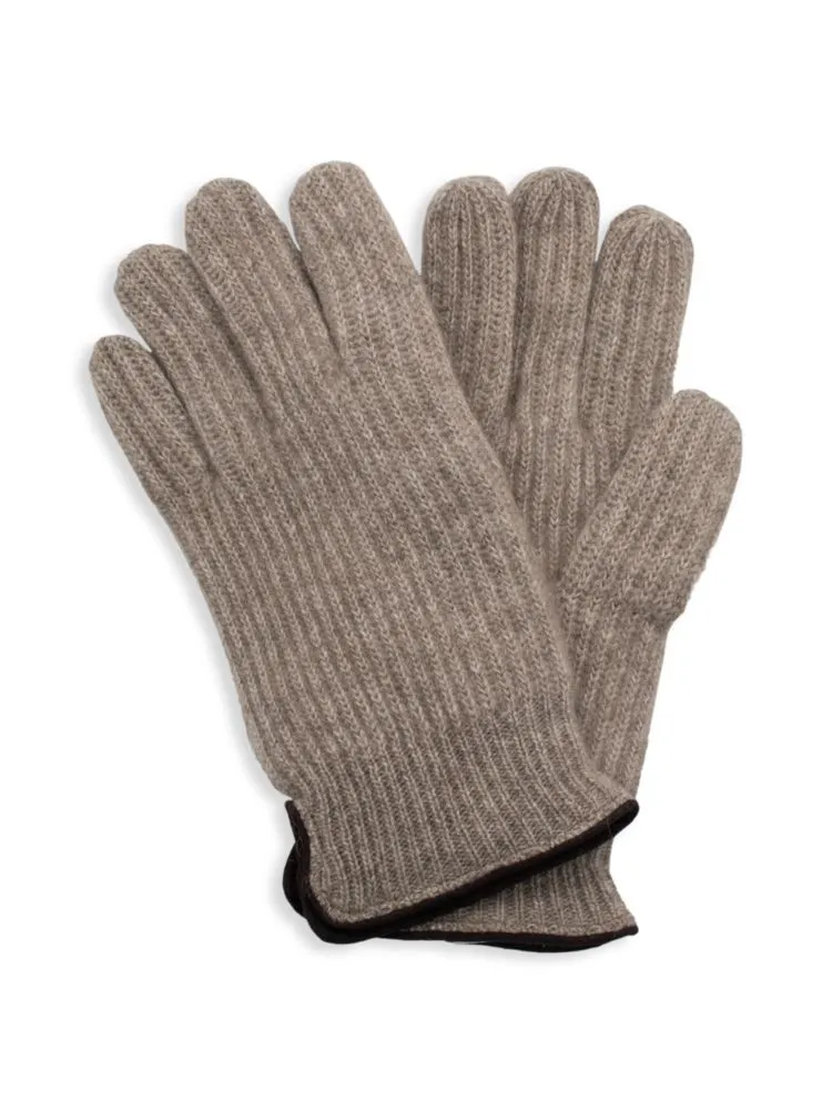 Cashmere gloves with Portolano suede trim, Nile Brown