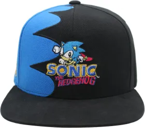 Concept One Sonic The Hedgehog Snapback Cap, Adjustable Snapback with Flat Brim, Black