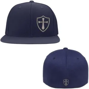 Crusader Cross Military Logo Front and Back Embroidered Flexfit Hat Black Grey Navy Red Olive Royal Blue Curved or Flat Brim