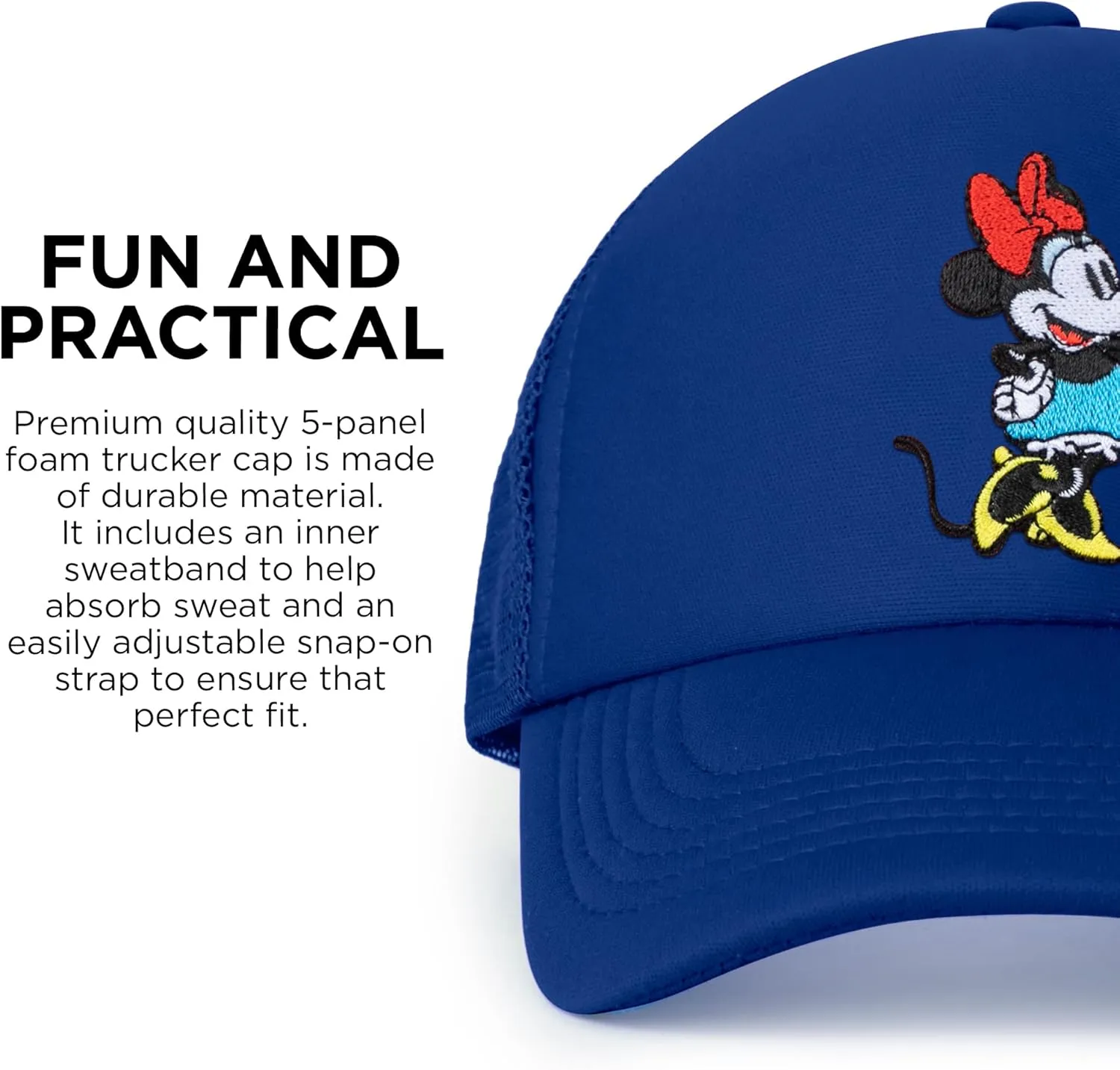Disney Adult Trucker Hat, Minnie Mouse Mesh Snapback Baseball Cap