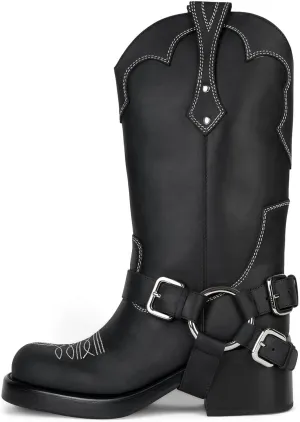 DOEYG Women's Banana Knee High Boots Square Toe Chunky Block Heel Tall Boots Wide Calf Fashion Comfortable Casual Pull on Long Boots