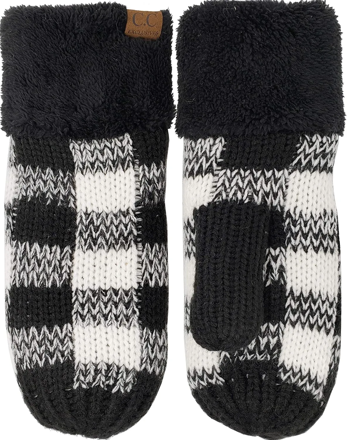 Funky Junque Women's Cozy Fleece-Lined Winter Knit Mittens with Comfort Ribbed Cuff