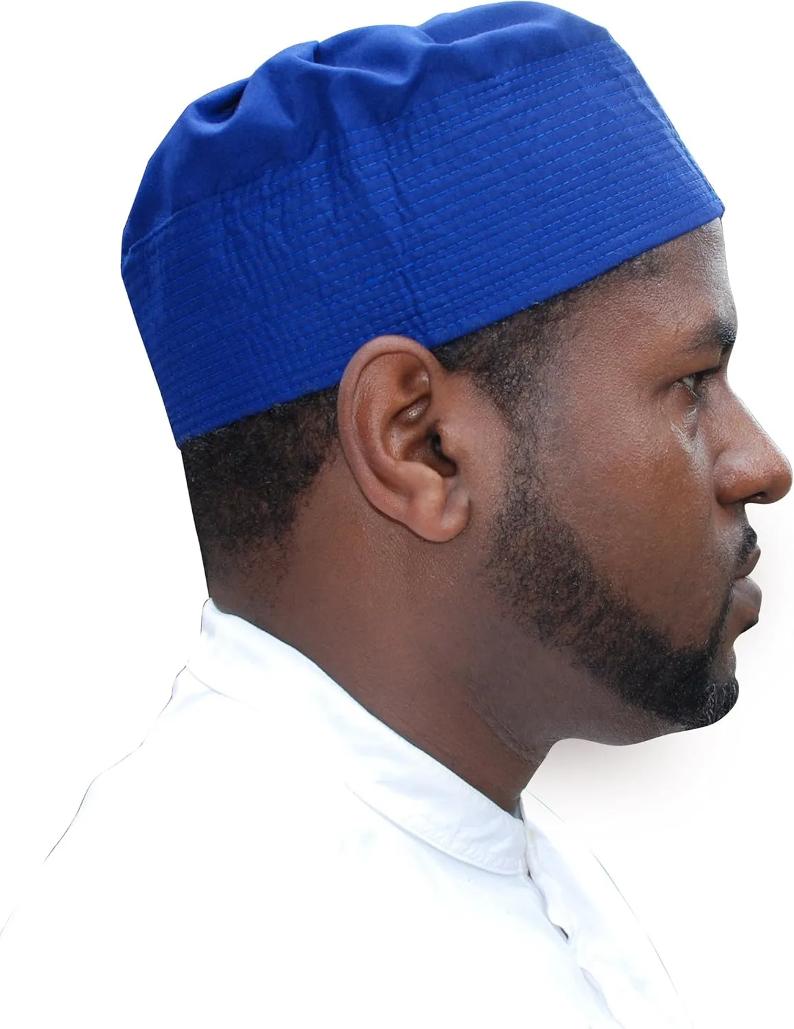 Gray Cotton-Blend Pleated Top 3.5in Tall Fabric Kufi Prayer Cap Beanie