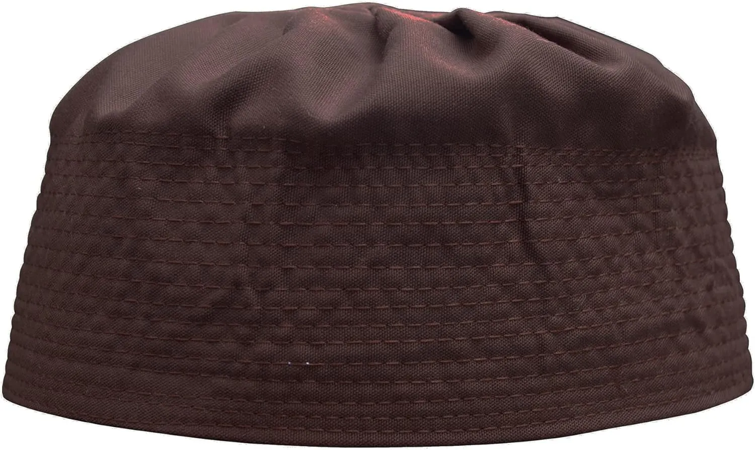 Gray Cotton-Blend Pleated Top 3.5in Tall Fabric Kufi Prayer Cap Beanie