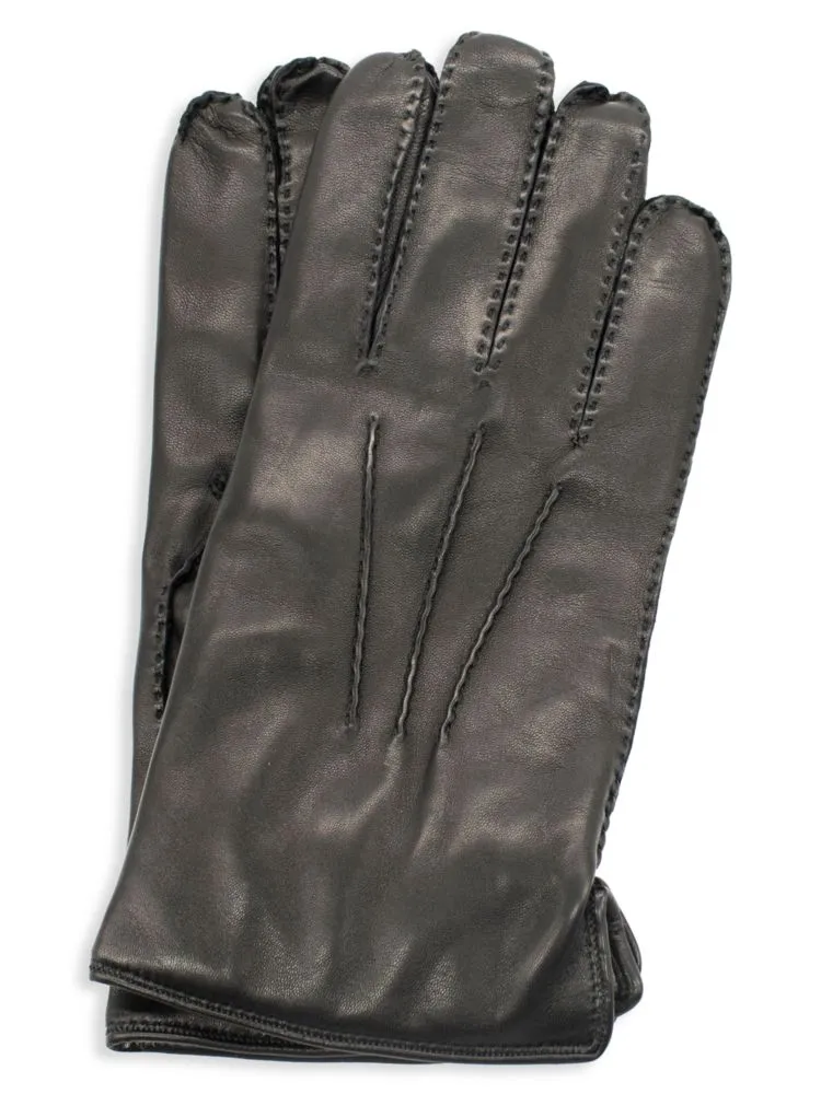 Handmade leather gloves with cashmere lining Portolano, black
