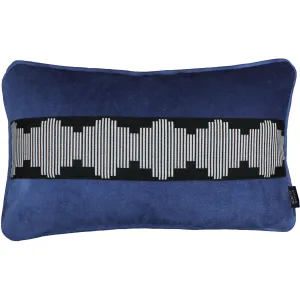 Maya Striped Navy Blue Velvet Pillow