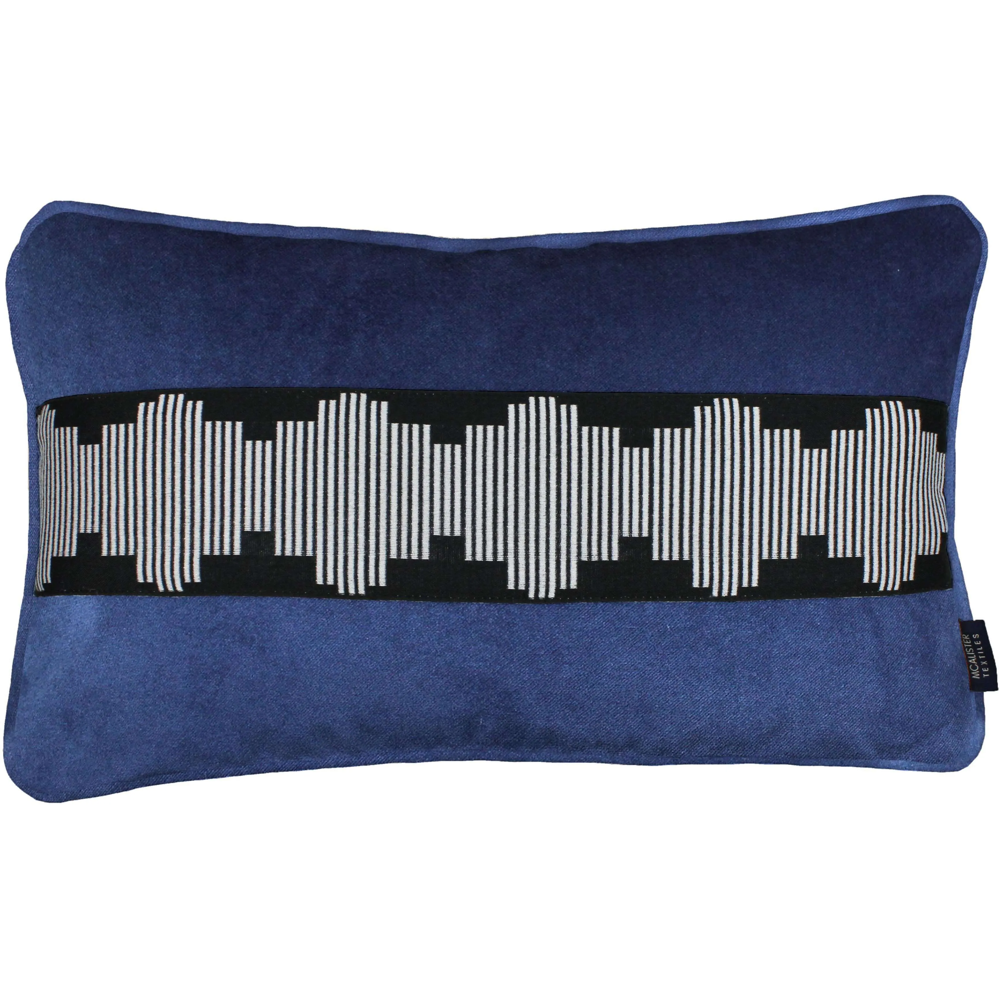 Maya Striped Navy Blue Velvet Pillow