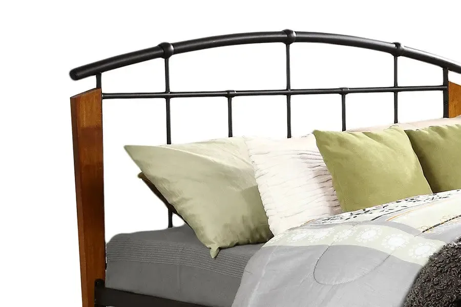 Optimus Antique Dark Bronze Metal & Dark Walnut Wood Platform Bed (Queen)