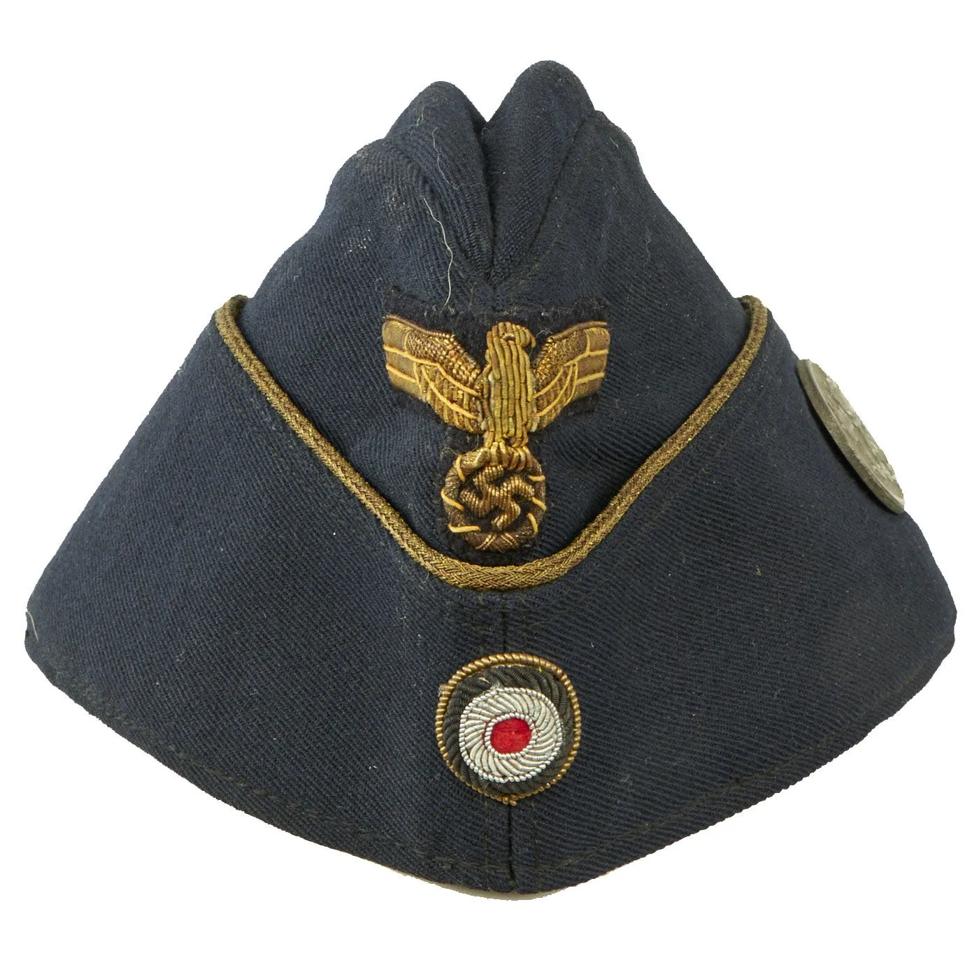 Original German WWII Kriegsmarine Navy Officer's M38 Overseas Cap with 32nd Minesweeper Flotilla Badge - Schiffchen