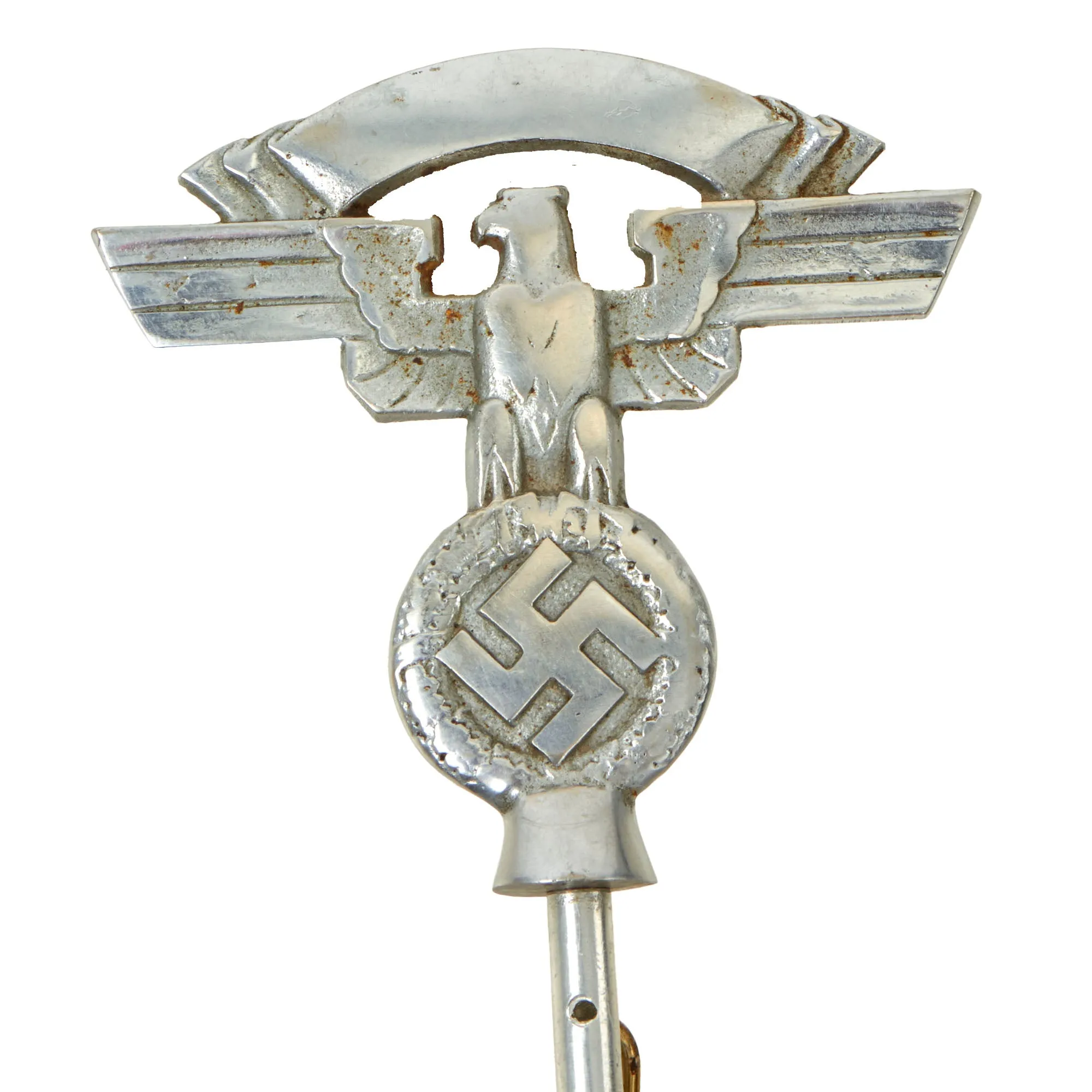 Original German WWII NSKK Vehicle Staff Car Pennant Flag with Flag Pole & Finial