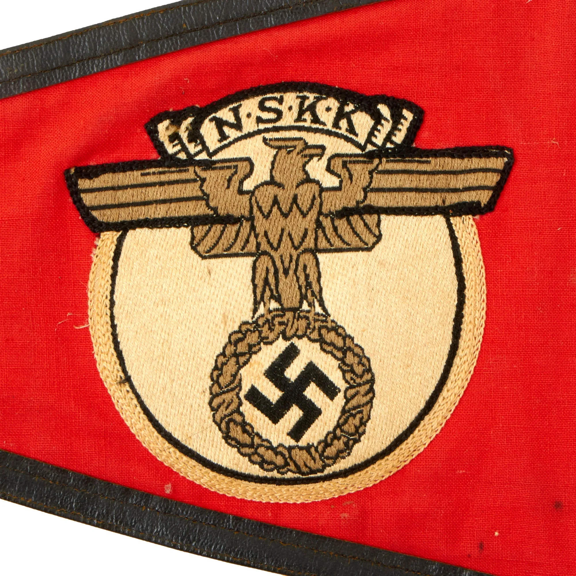 Original German WWII NSKK Vehicle Staff Car Pennant Flag with Flag Pole & Finial