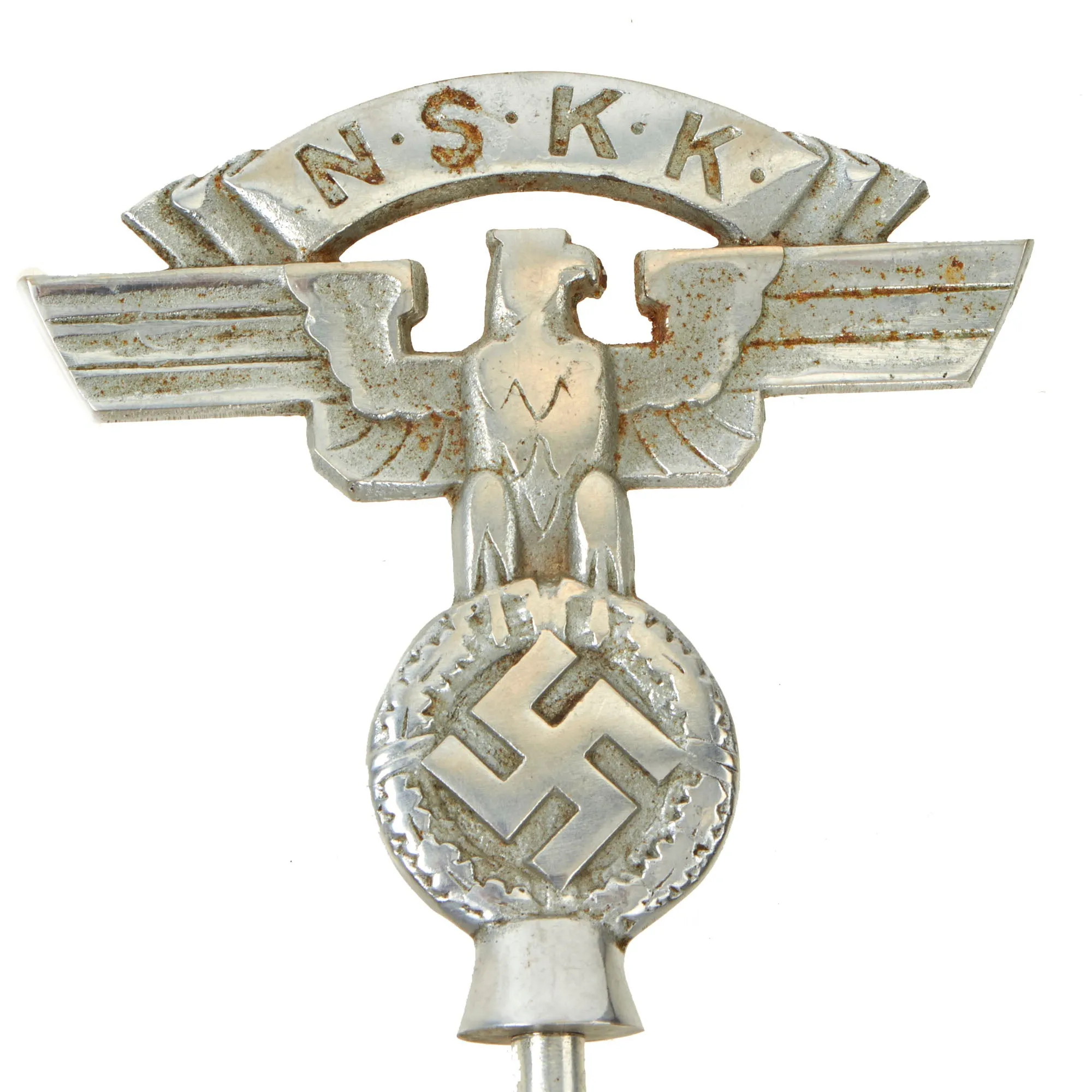 Original German WWII NSKK Vehicle Staff Car Pennant Flag with Flag Pole & Finial