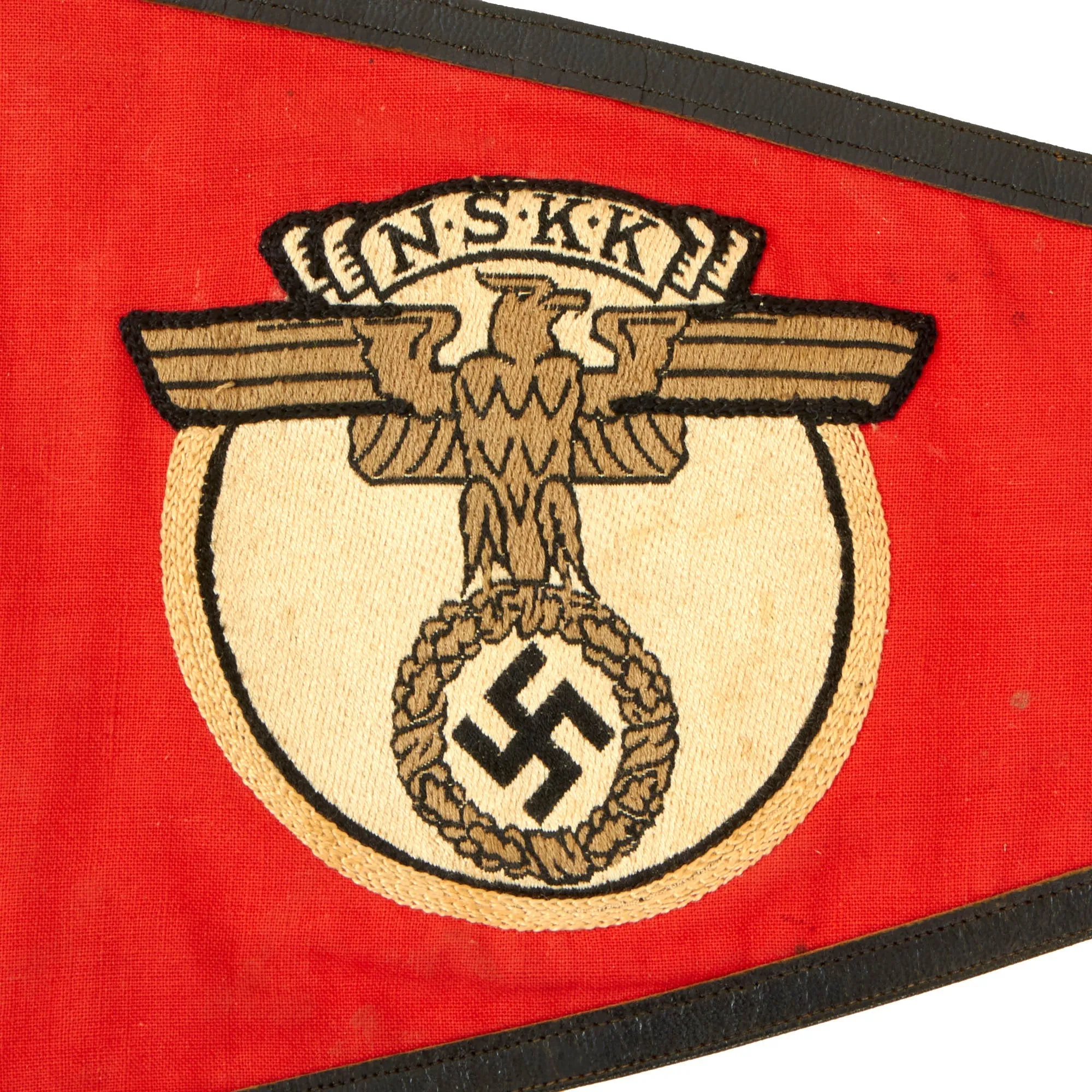 Original German WWII NSKK Vehicle Staff Car Pennant Flag with Flag Pole & Finial