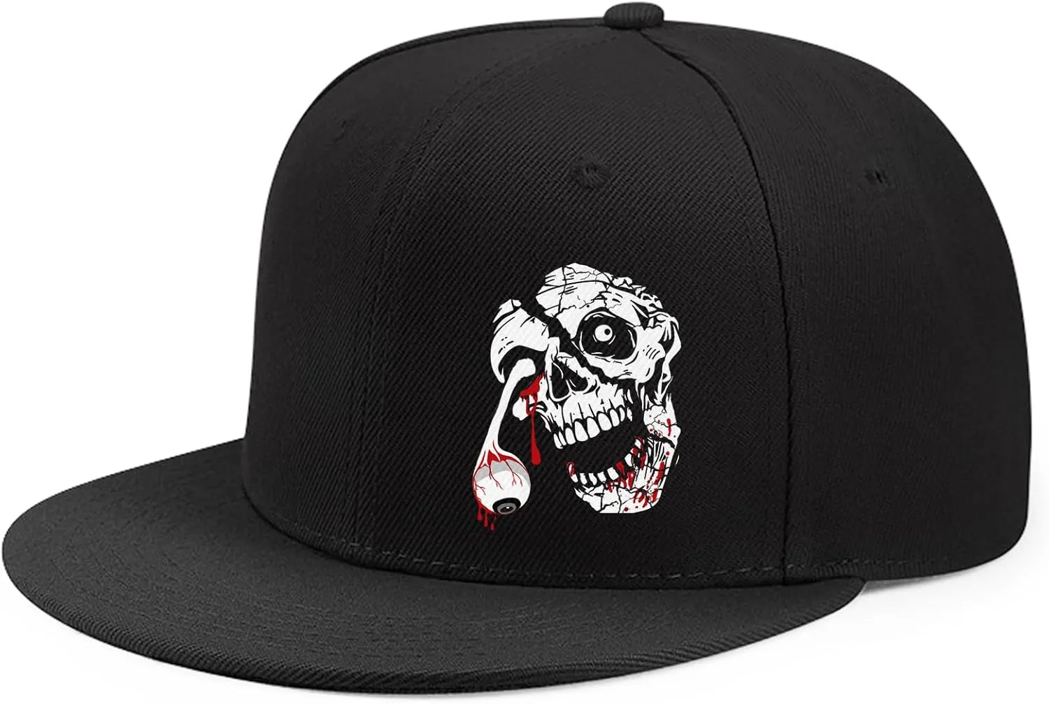 Skull Hats Rose Hat Snapback Hat for Men Skeleton Flower Mens Horror Baseball Cap Flat Bill Brim Snap Backpack Hat Boy