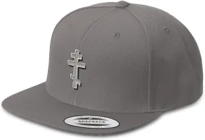 Snapback Hat for Men Flat Brim Hats Orthodox Cross with Shadow Christ Jesus Embroidered Flat Bill Hat