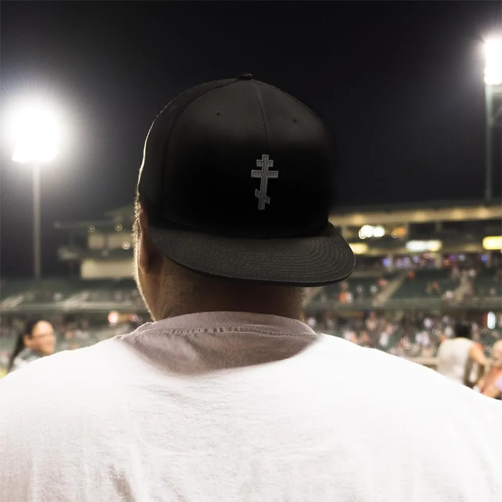 Snapback Hat for Men Flat Brim Hats Orthodox Cross with Shadow Christ Jesus Embroidered Flat Bill Hat