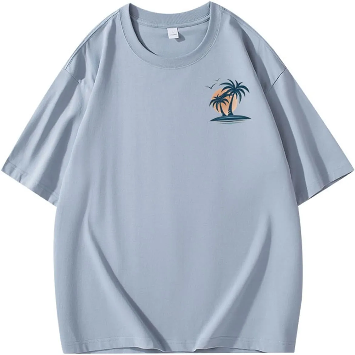 T Shirts for Man Palm Tree Printed Graphic Tees Casual Summer Beach Tops Short Sleeve Crew Neck Basic Tee Shirts