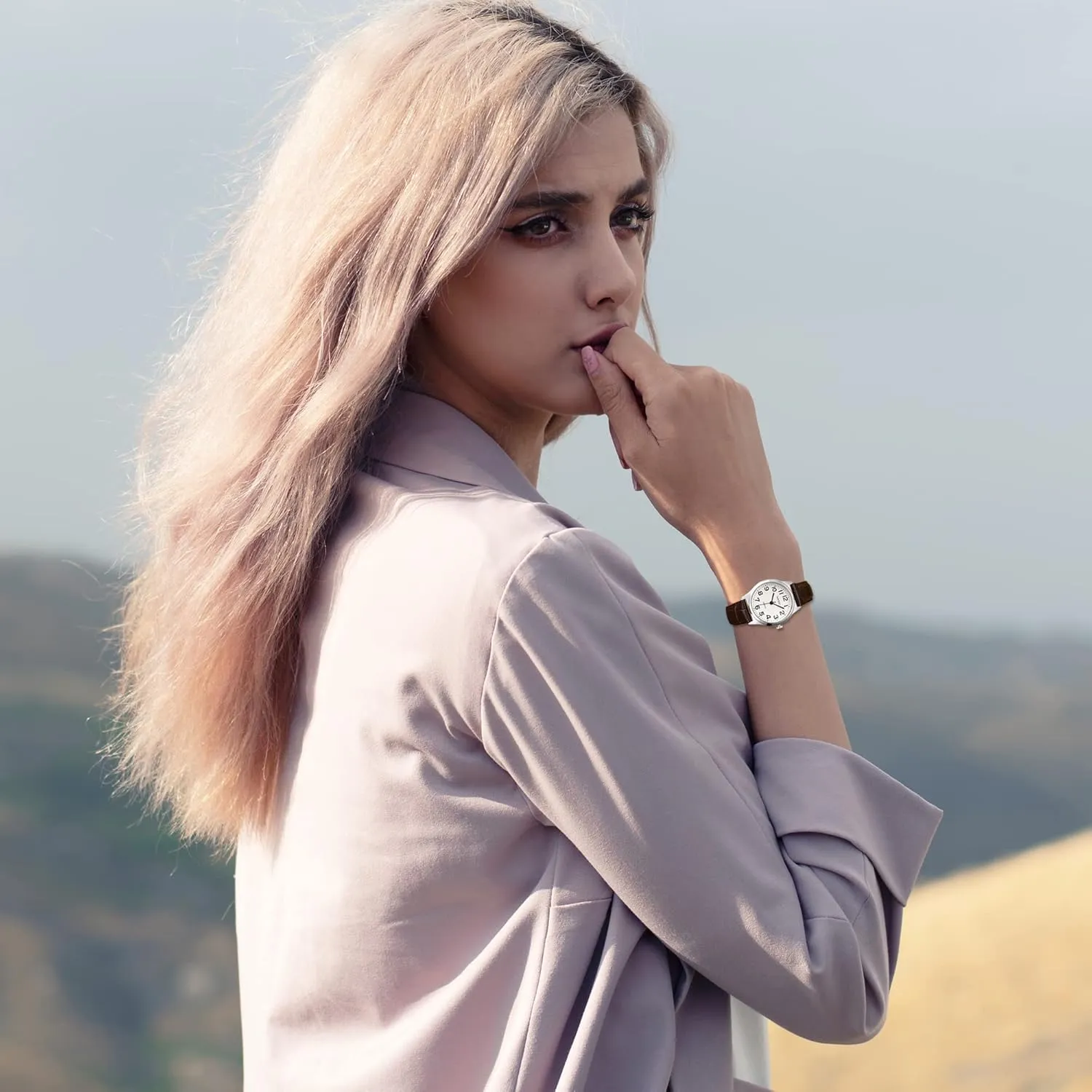 Top Plaza Womens Leather Watch,Fashion Casual Dress Watches,Roman Numerals Quartz Ladies Black Wrist Watch