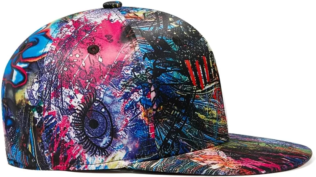 Trucker Hat Fashion Mens Women Snapback Hats - Flat Bill Brim Hat Adjustable Baseball Cap
