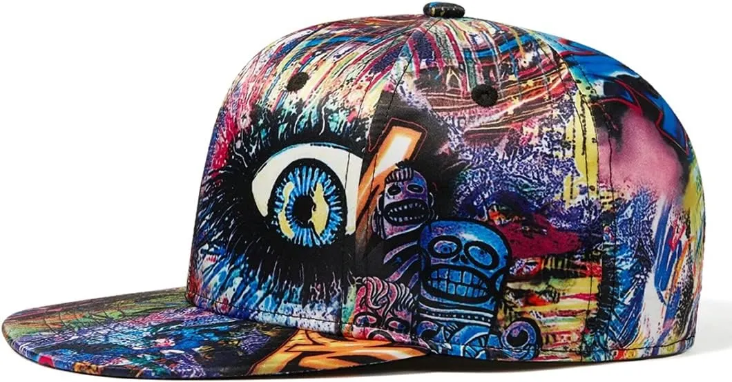 Trucker Hat Fashion Mens Women Snapback Hats - Flat Bill Brim Hat Adjustable Baseball Cap