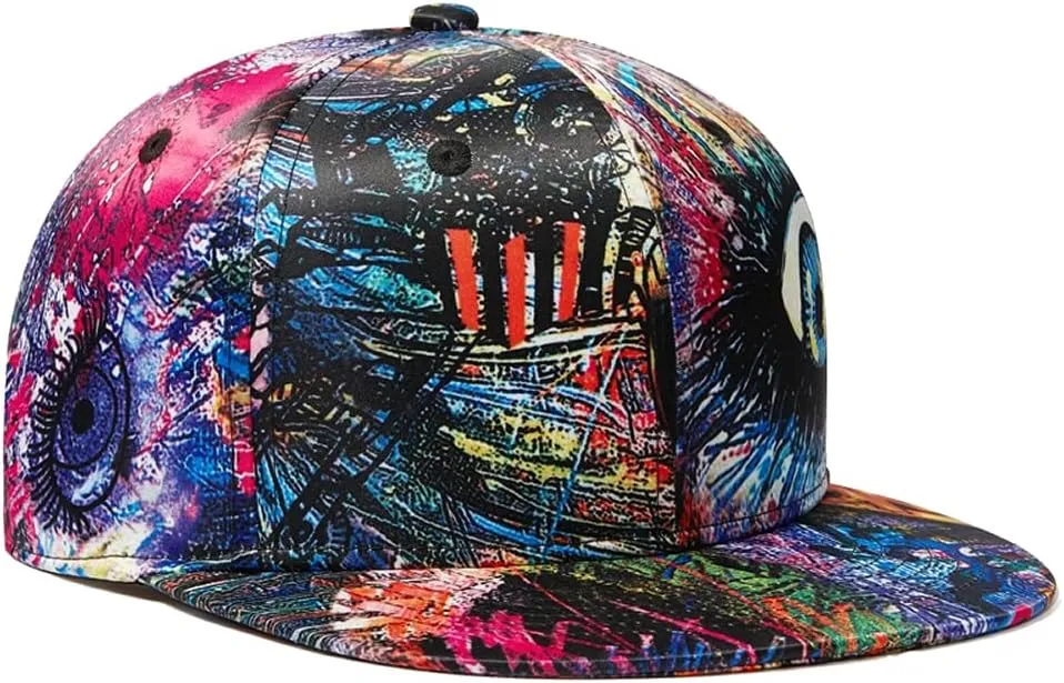 Trucker Hat Fashion Mens Women Snapback Hats - Flat Bill Brim Hat Adjustable Baseball Cap