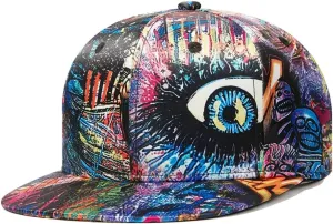 Trucker Hat Fashion Mens Women Snapback Hats - Flat Bill Brim Hat Adjustable Baseball Cap