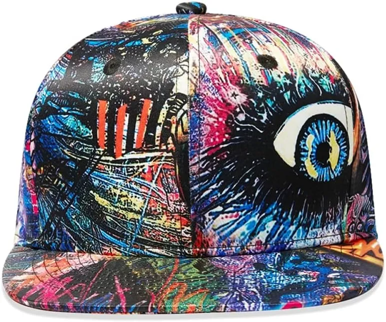 Trucker Hat Fashion Mens Women Snapback Hats - Flat Bill Brim Hat Adjustable Baseball Cap