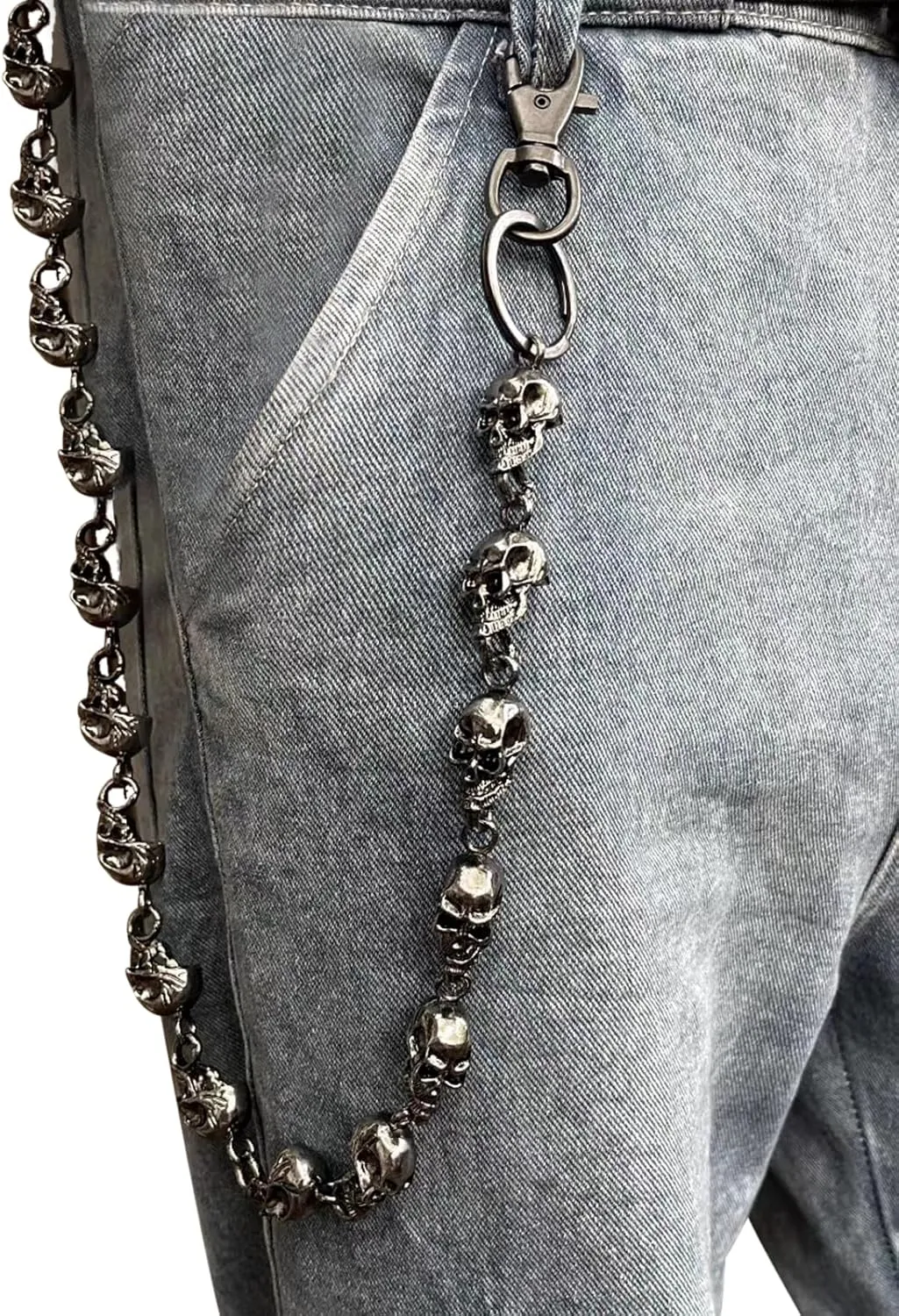 Wallet Chain - Wallet Chains for Men Women, Punk Trousers Pants Chain for Biker Heavy Skull Chain Belt Goth Accessories(Skull)