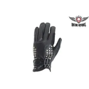 WOMEN'S BUTTER SOFT PERFORATED STUDDED W/GEL PALM & FULL FINGER W/VELCRO STRAP
