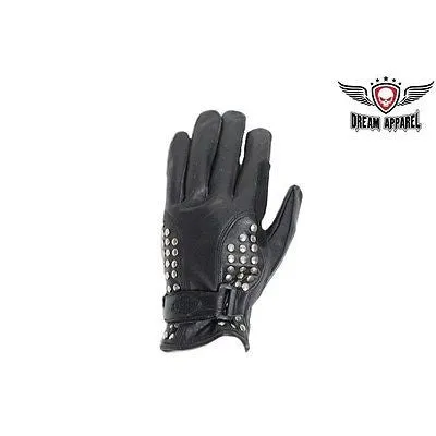 WOMEN'S BUTTER SOFT PERFORATED STUDDED W/GEL PALM & FULL FINGER W/VELCRO STRAP