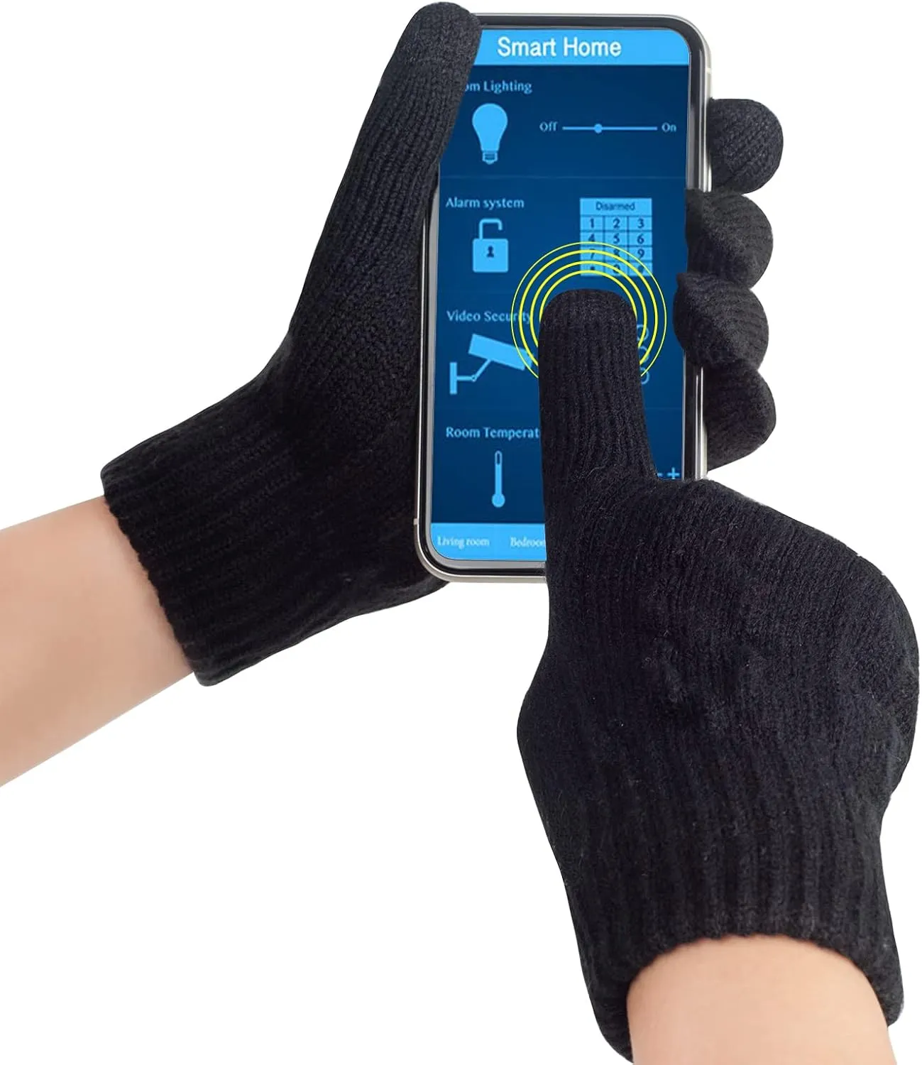 Women's Winter Warm Touch Screen Gloves Womens Thermal Cable Knit Wool Fleece Lined Gloves for Cold Weather