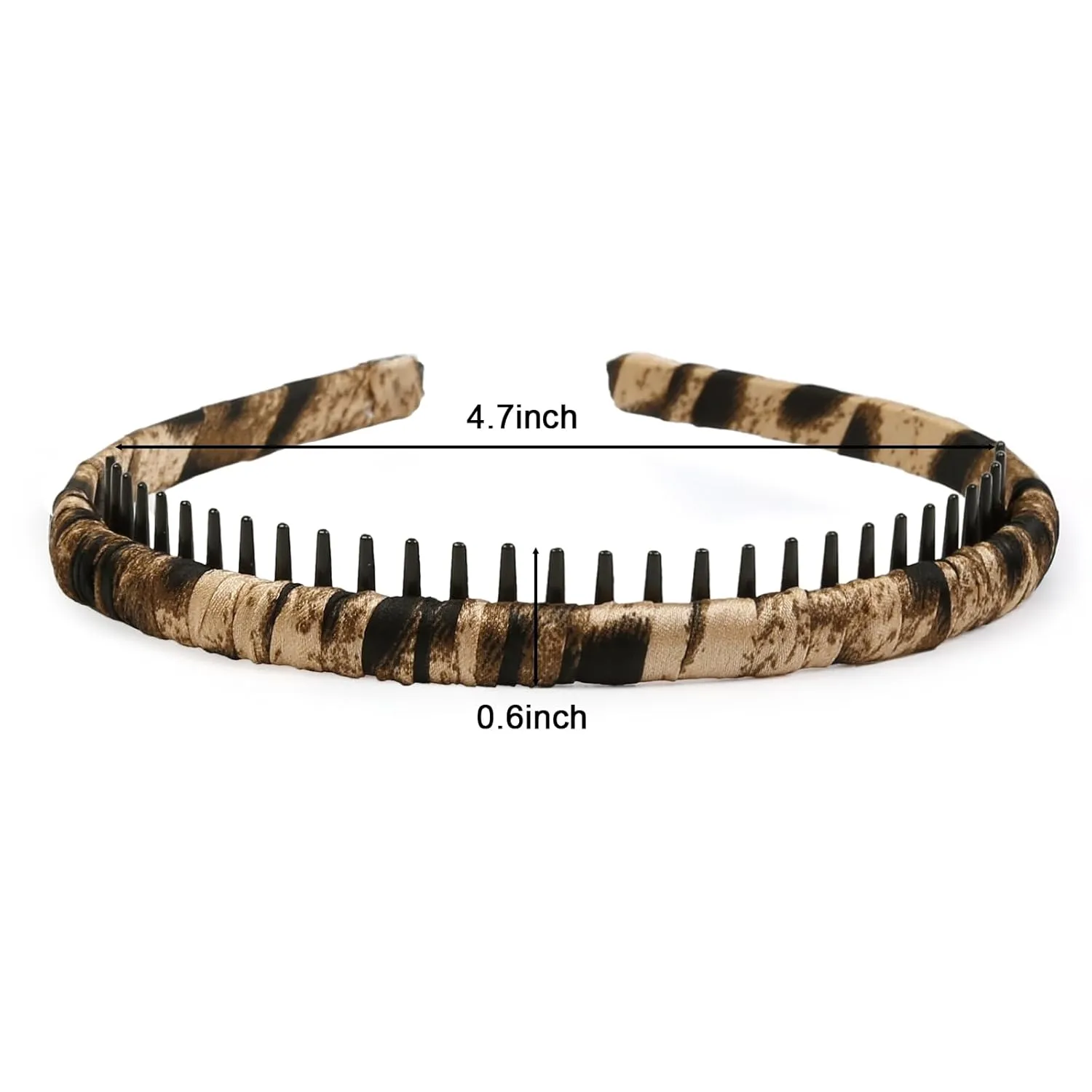 WOWOVOWOVO Headbands for Women Girls Men, Plastic Thin Hairbands with Teeth, Fashion Non Slip Elastic Black Leopard Printed Comb Head Bands for Thick Hair Accessories (5 Packs)